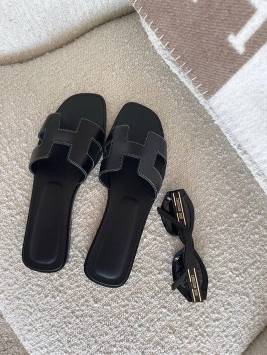 Flat Slide Sandals | H-Cut Strap | Minimalist Comfort