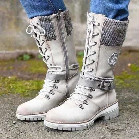 Lace-Up Thermal Boots | Waterproof Winter Grip with Knit Cuff