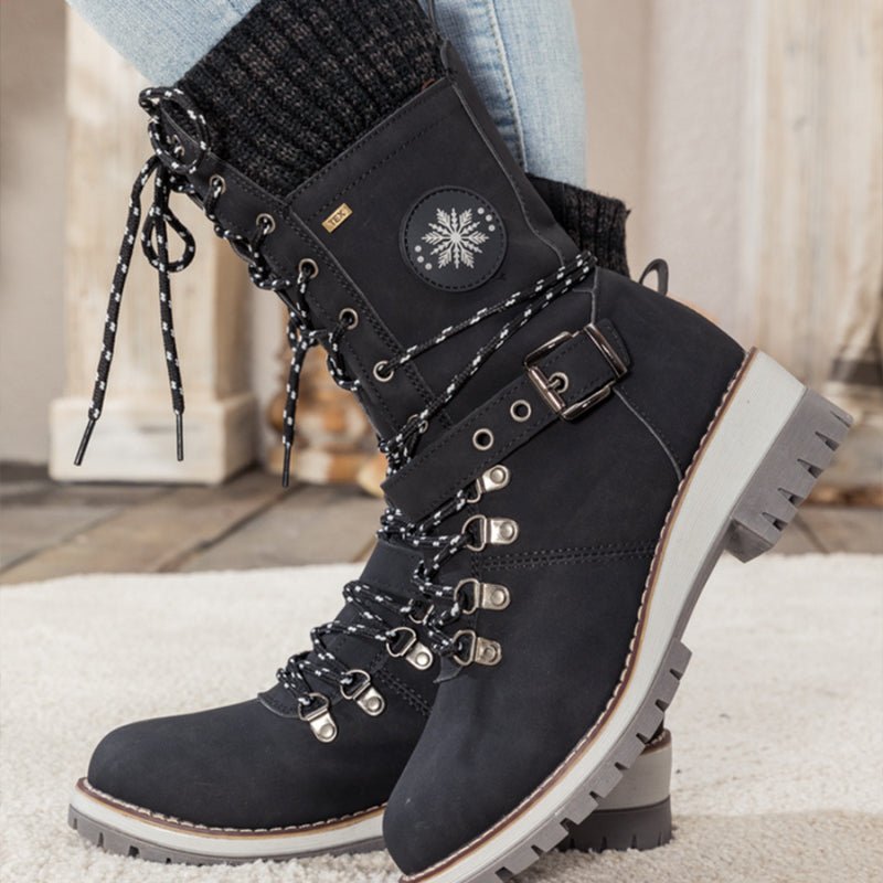 Lace-Up Thermal Boots | Waterproof Winter Grip with Knit Cuff