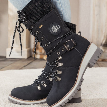 Lace-Up Thermal Boots | Waterproof Winter Grip with Knit Cuff