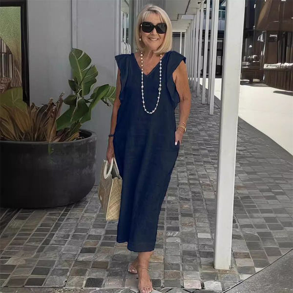 Sleeveless Linen Maxi Dress | Back Tie Detail | Lightweight Summer Fit