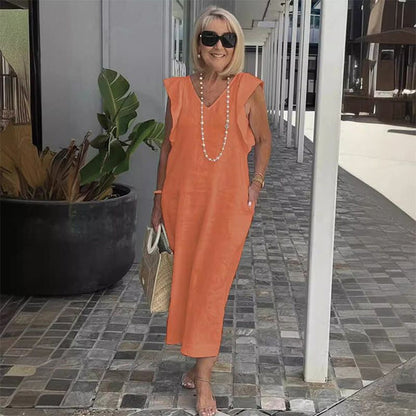 Sleeveless Linen Maxi Dress | Back Tie Detail | Lightweight Summer Fit