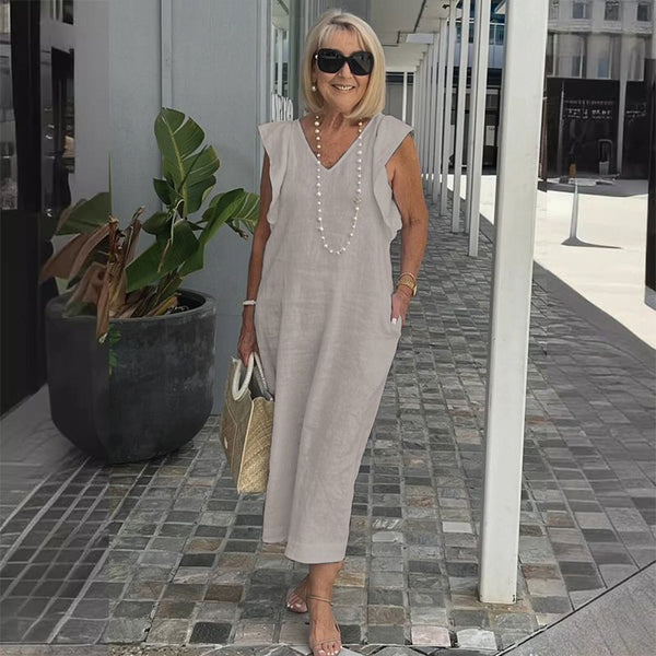 Sleeveless Linen Maxi Dress | Back Tie Detail | Lightweight Summer Fit