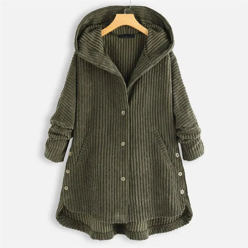Hooded Corduroy Jacket | Button-Up Design | Warm & Stylish | Casual Outerwear