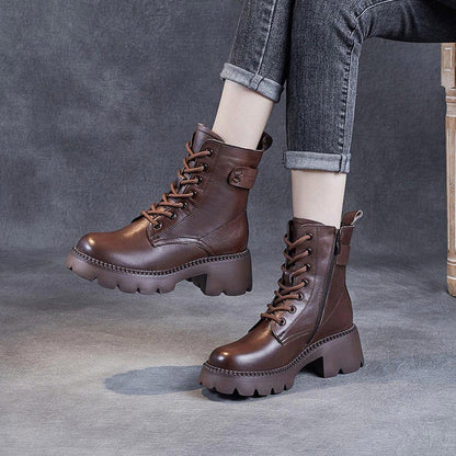 Insulated Lug Sole Combat Boots | Chunky Warm Lined Lace-Up