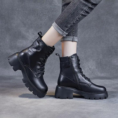 Insulated Lug Sole Combat Boots | Chunky Warm Lined Lace-Up