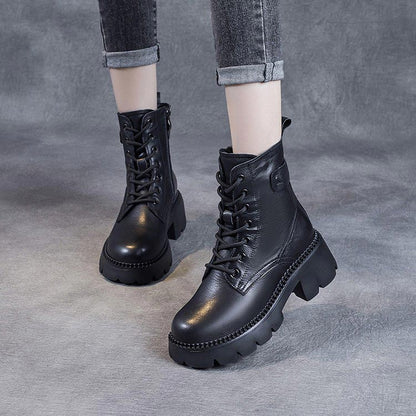 Insulated Lug Sole Combat Boots | Chunky Warm Lined Lace-Up