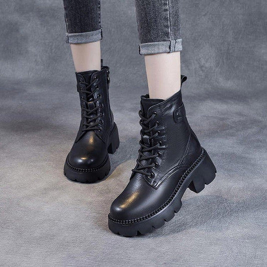 Insulated Lug Sole Combat Boots | Chunky Warm Lined Lace-Up