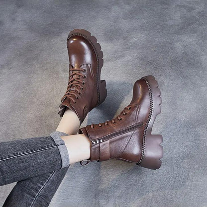 Insulated Lug Sole Combat Boots | Chunky Warm Lined Lace-Up
