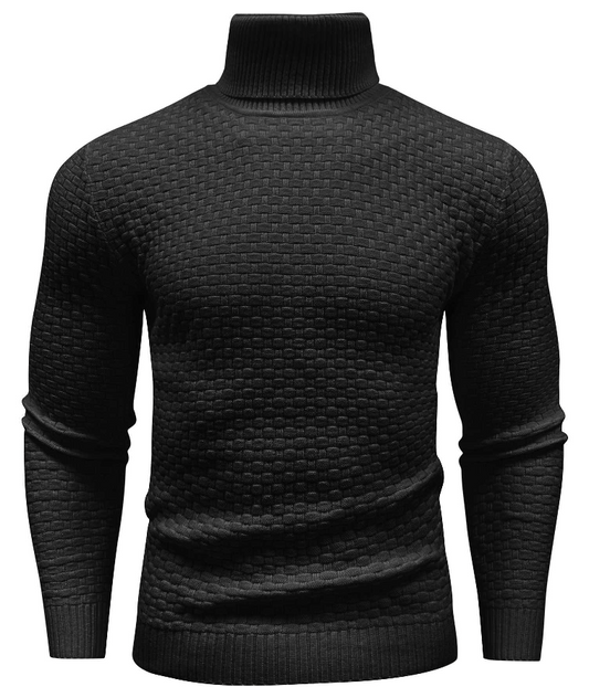 Textured Knit Turtleneck Sweater | Fitted Rib Hem | Warm Winter Layer