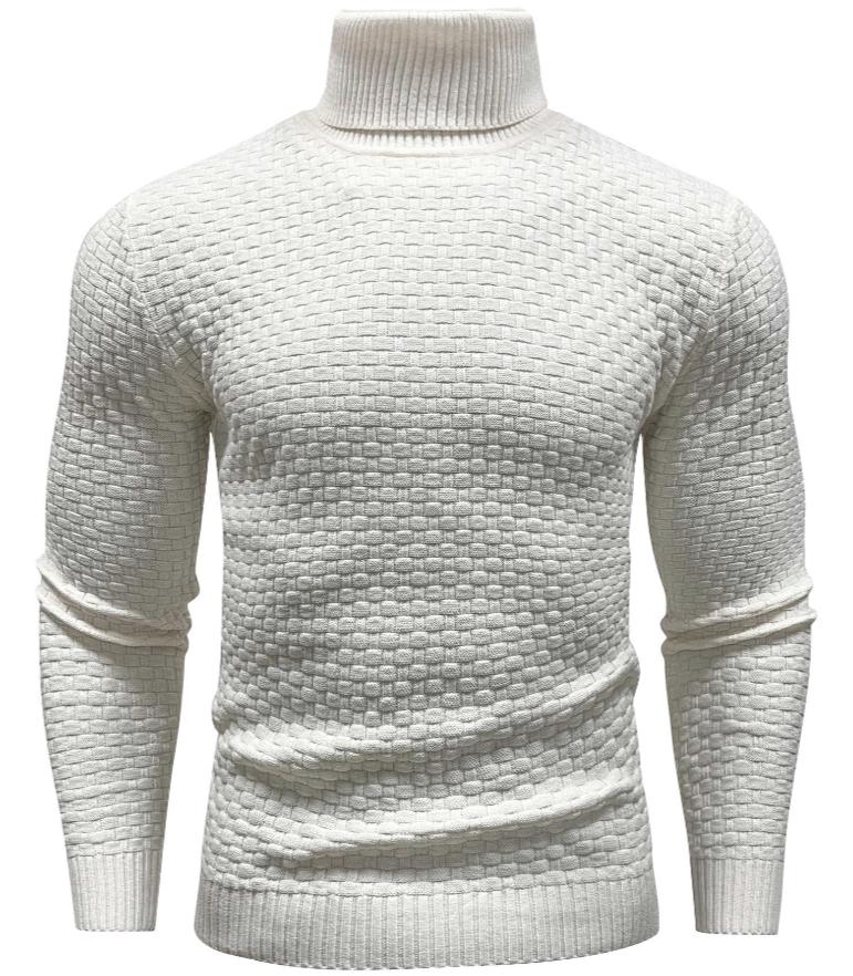 Textured Knit Turtleneck Sweater | Fitted Rib Hem | Warm Winter Layer