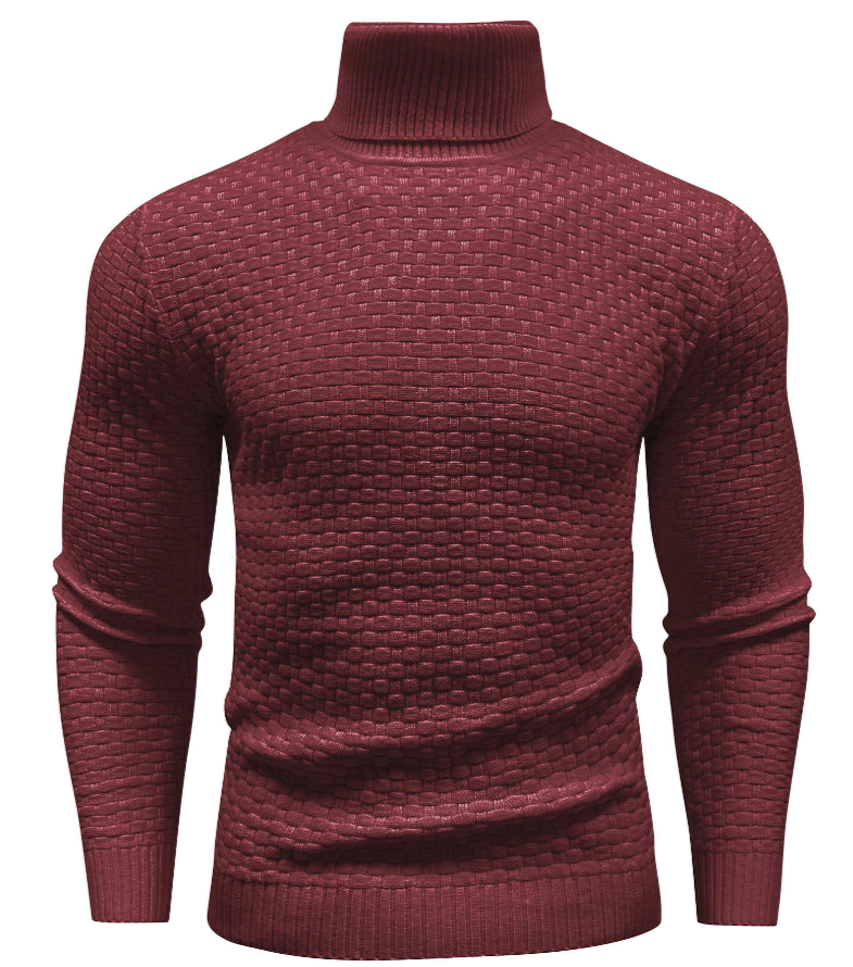 Textured Knit Turtleneck Sweater | Fitted Rib Hem | Warm Winter Layer