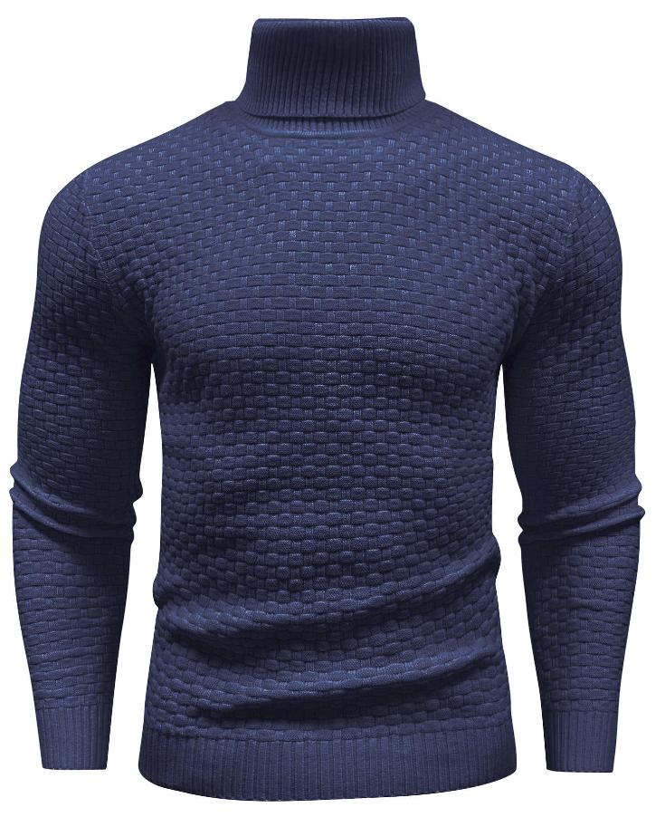 Textured Knit Turtleneck Sweater | Fitted Rib Hem | Warm Winter Layer