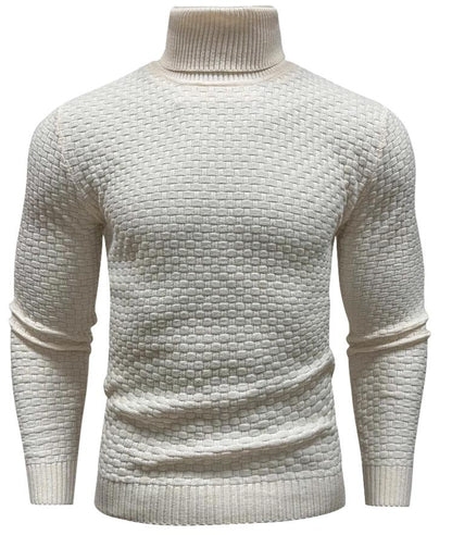 Textured Knit Turtleneck Sweater | Fitted Rib Hem | Warm Winter Layer