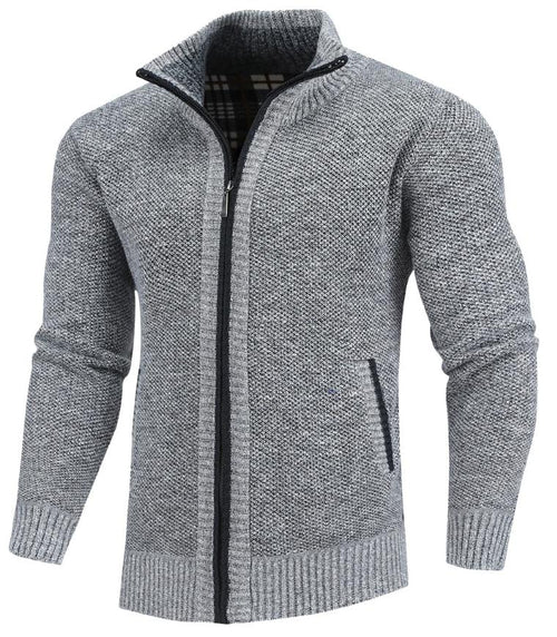 Full-Zip Knit Cardigan | High Neck Sweater Jacket | Warm Casual Layer