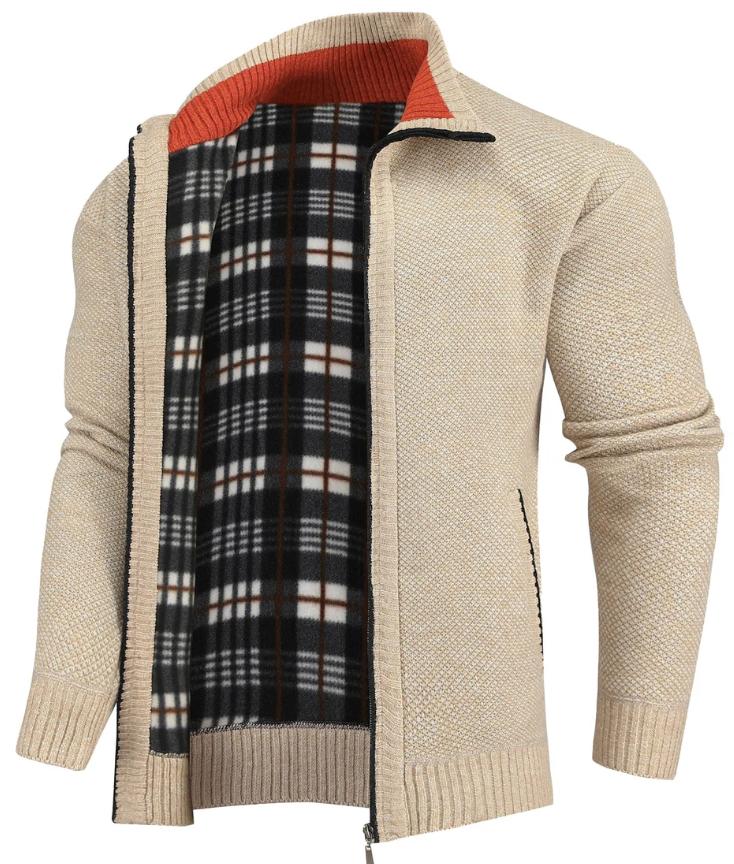 Full-Zip Knit Cardigan | High Neck Sweater Jacket | Warm Casual Layer