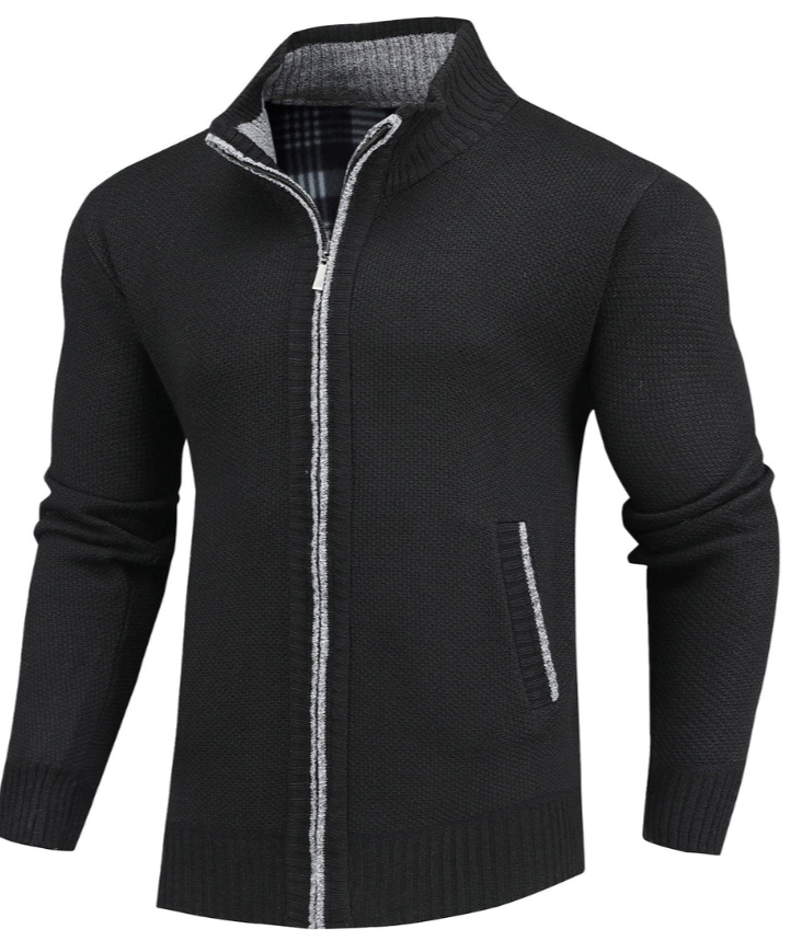 Full-Zip Knit Cardigan | High Neck Sweater Jacket | Warm Casual Layer