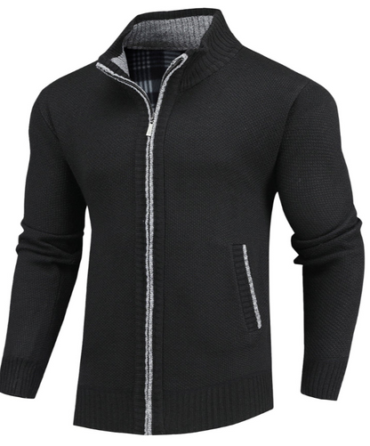 Full-Zip Knit Cardigan | High Neck Sweater Jacket | Warm Casual Layer