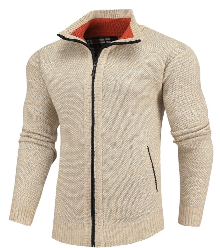 Full-Zip Knit Cardigan | High Neck Sweater Jacket | Warm Casual Layer