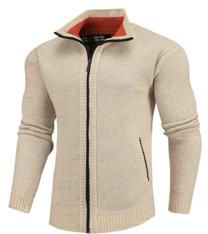 Full-Zip Knit Cardigan | High Neck Sweater Jacket | Warm Casual Layer