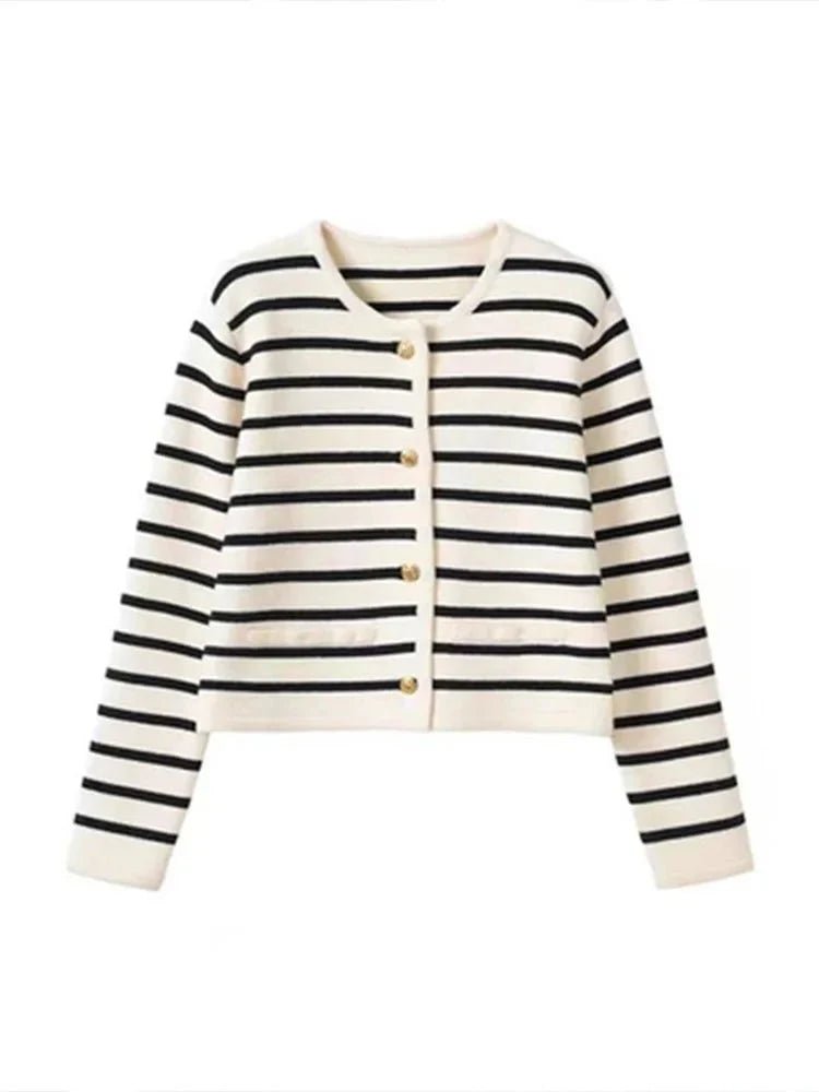 Striped Knit Cardigan | Button-Up Design | Soft Cotton Blend | Casual Wardrobe Staple