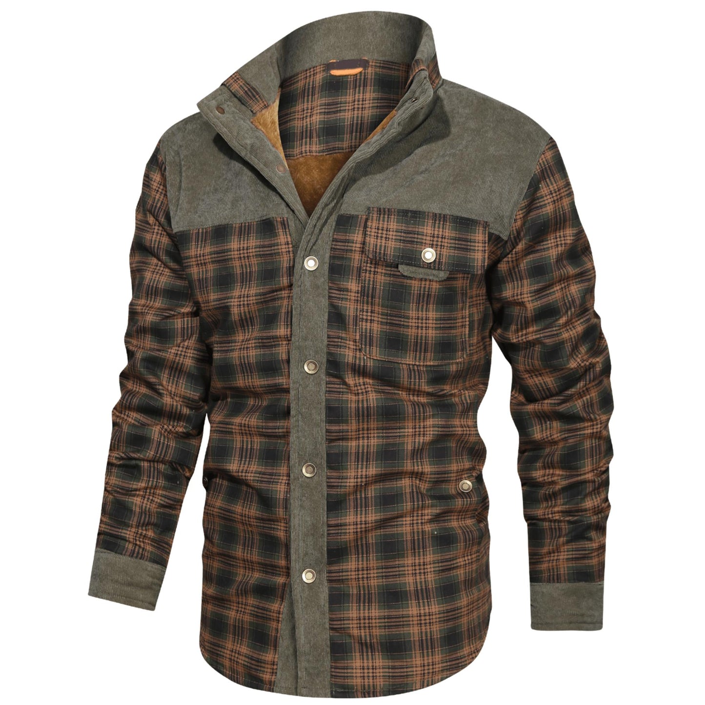 Men’s Plaid Overshirt | Contrast Yoke Shirt Jacket | Brushed Casual Layer