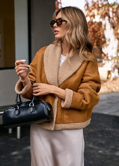 Shearling-Lined Suede Jacket | Cozy & Stylish | Warm Winter Layer