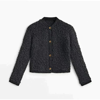 Fuzzy Button-Up Cardigan | Soft Sherpa Texture | Cozy Cropped Fit | Casual Layering Essential