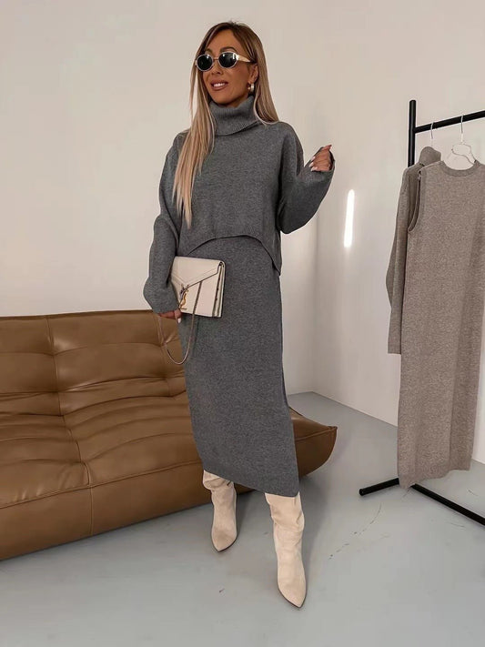 Ribbed Knit Turtleneck Sweater Dress | Longline Silhouette | Soft Knit Blend | Chic Winter Style