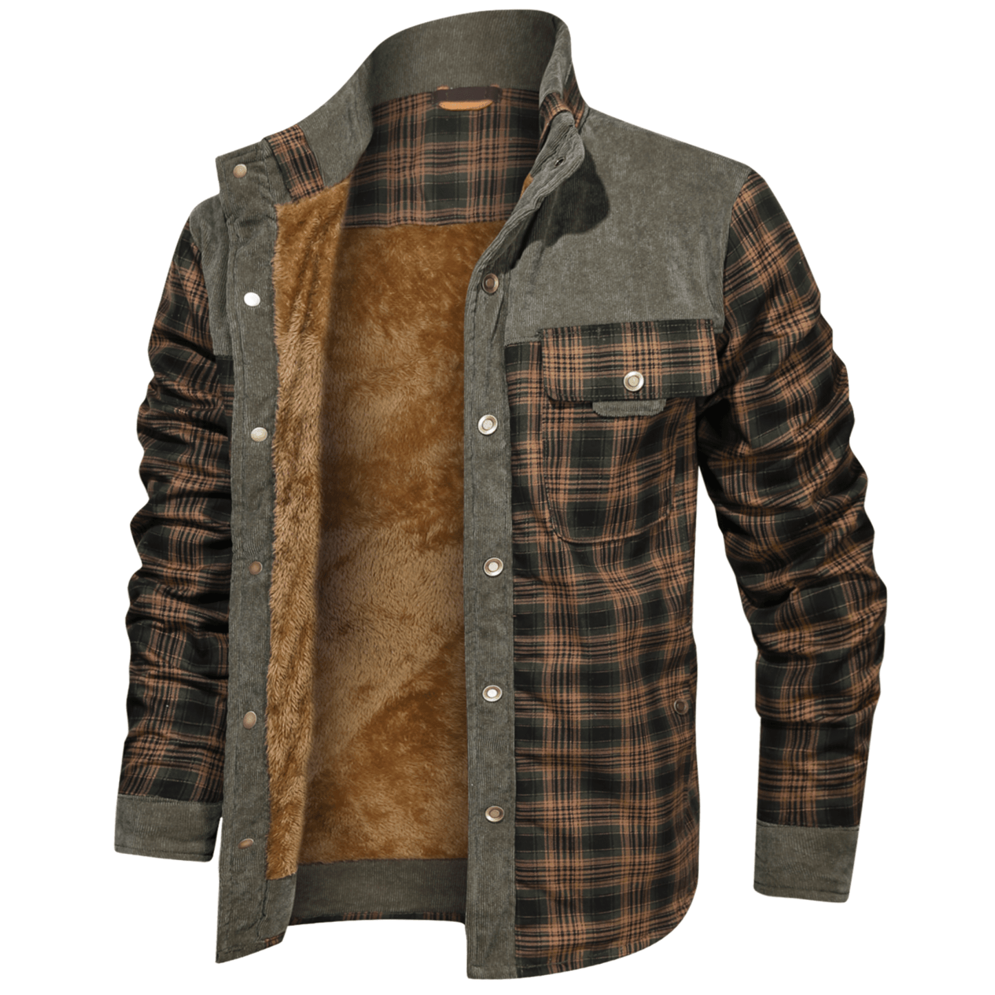 Men’s Plaid Overshirt | Contrast Yoke Shirt Jacket | Brushed Casual Layer
