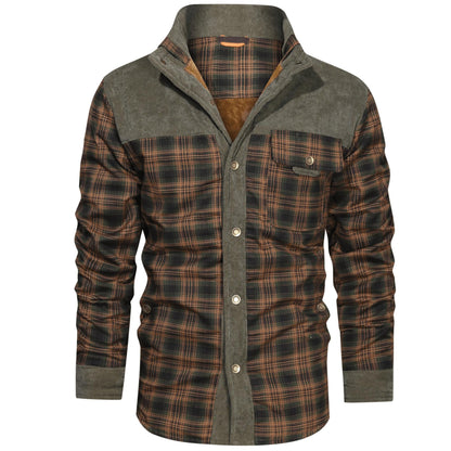 Men’s Plaid Overshirt | Contrast Yoke Shirt Jacket | Brushed Casual Layer