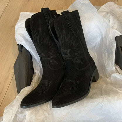Embroidered Western Boots | Classic Pull-On Shaft | Low Heel Rodeo Style