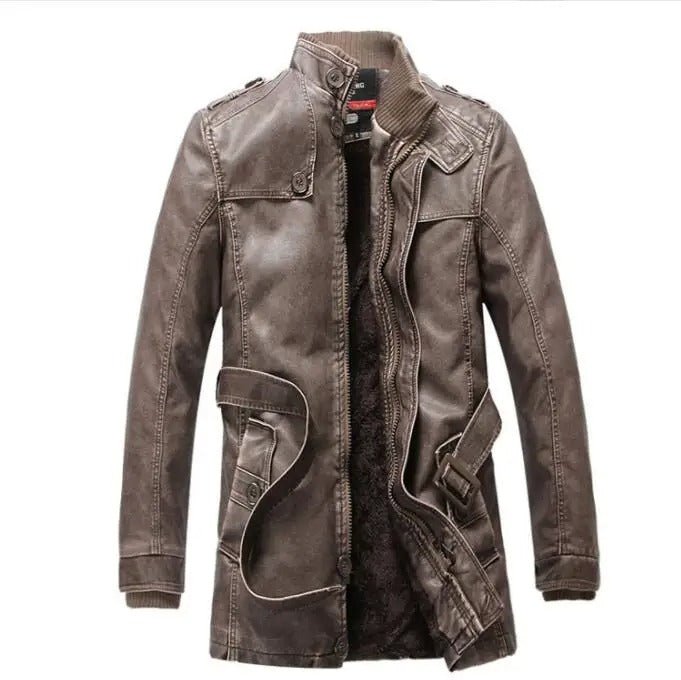 Men's Distressed Faux Leather Trench Coat | Vintage Style | Longline Design