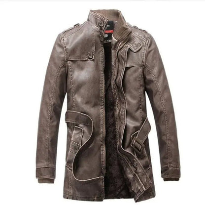 Men's Distressed Faux Leather Trench Coat | Vintage Style | Longline Design