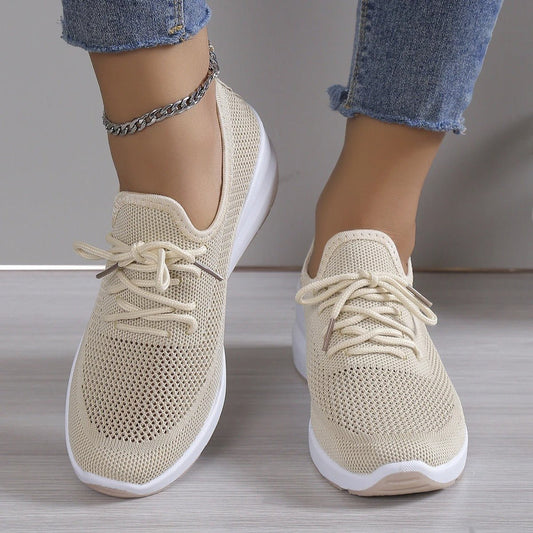 Knit Platform Sneakers | Lightweight Walking Shoe | Cushioned Support Sole