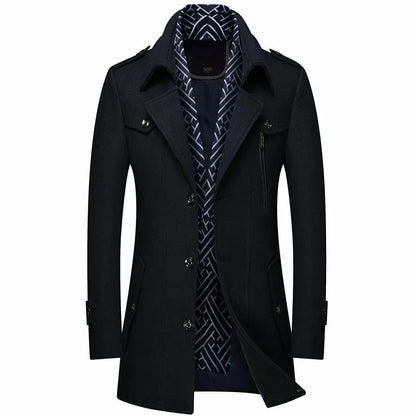 Men's Mid-Length Wool Blend Coat | Double-Breasted | Sophisticated Winter Outerwear
