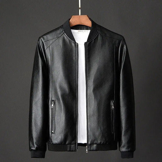 Men's Classic Faux Leather Bomber Jacket | Sleek Design | Lightweight Outerwear