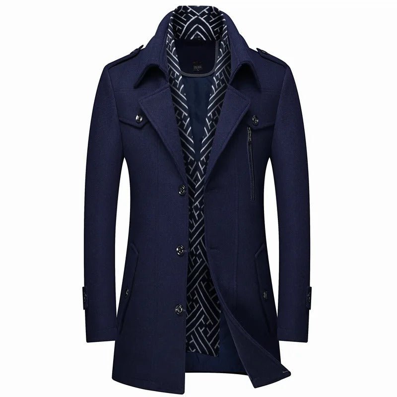 Men's Mid-Length Wool Blend Coat | Double-Breasted | Sophisticated Winter Outerwear