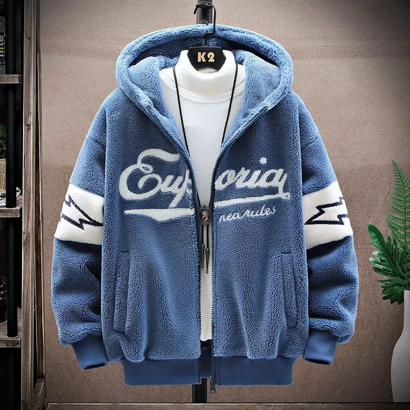 Men’s Varsity Fleece Zip Hoodie | Embroidered Zip-Up Jacket | Casual Streetwear Layer