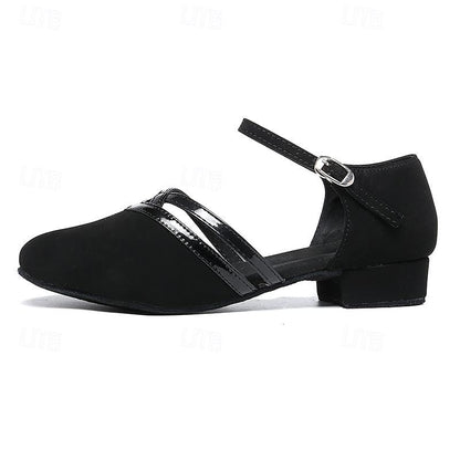 Women's Mary Jane Heels | Closed Toe with Cross-Strap Detail | Low Block Heel Dress Shoes