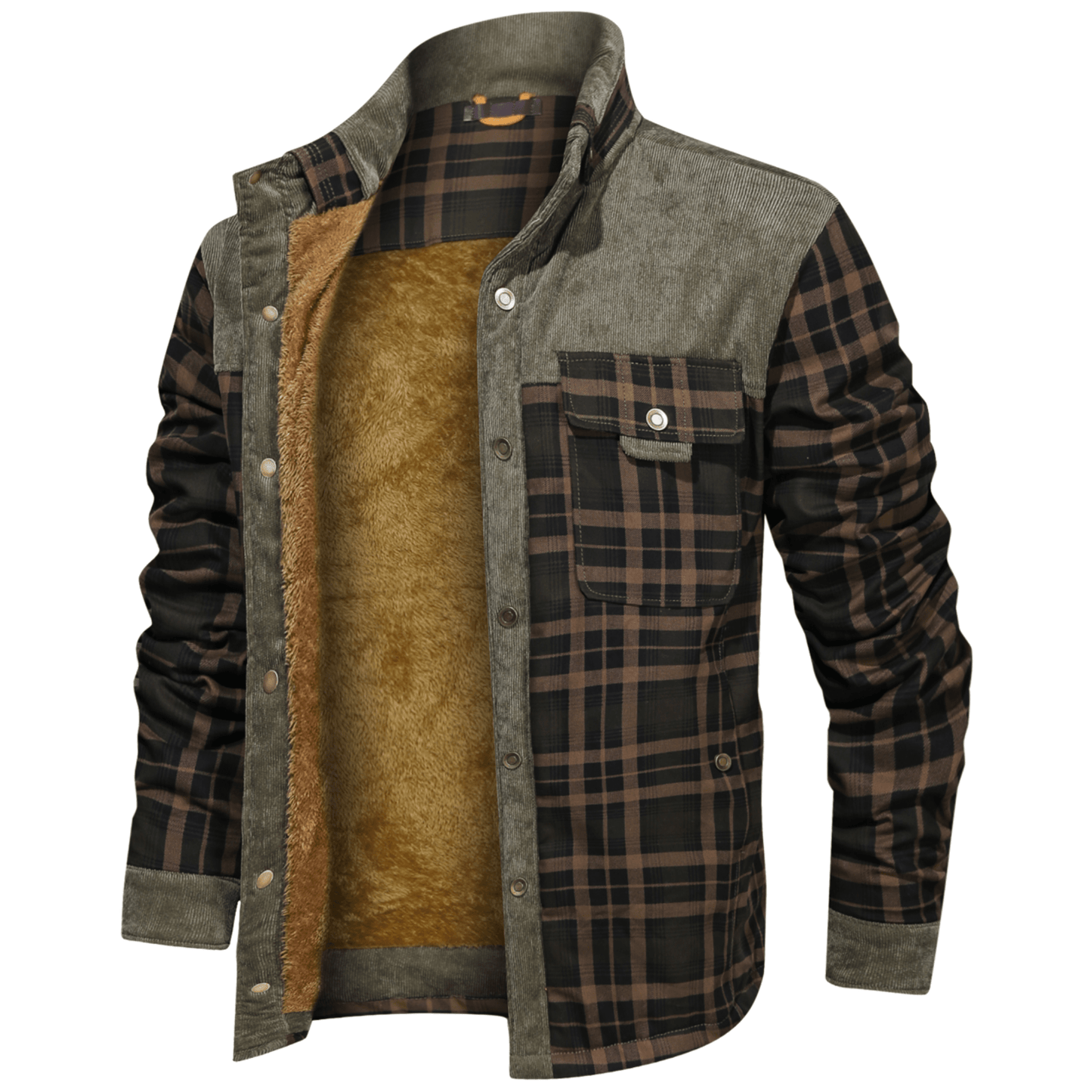 Men’s Plaid Overshirt | Contrast Yoke Shirt Jacket | Brushed Casual Layer