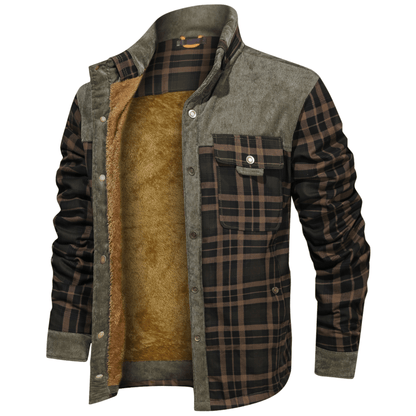 Men’s Plaid Overshirt | Contrast Yoke Shirt Jacket | Brushed Casual Layer