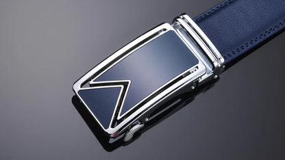 Men's Black Leather Ratchet Belt | Automatic Buckle Dress Belt