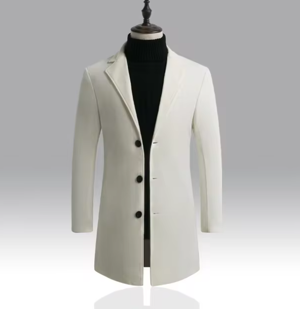 Men’s Wool-Blend Overcoat | Single-Breasted Classic Fit | Midweight Fall Jacket