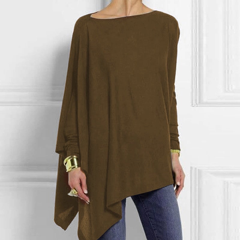 Asymmetrical Tunic Top | Boat Neck | Lightweight Drape Fit
