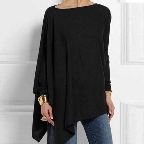 Asymmetrical Tunic Top | Boat Neck | Lightweight Drape Fit