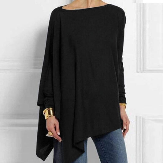 Asymmetrical Tunic Top | Boat Neck | Lightweight Drape Fit