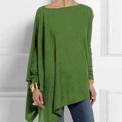 Asymmetrical Tunic Top | Boat Neck | Lightweight Drape Fit