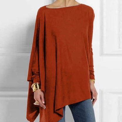 Asymmetrical Tunic Top | Boat Neck | Lightweight Drape Fit