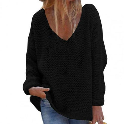 V-Neck Knit Pullover Sweater | Loose Fit | Textured Weave